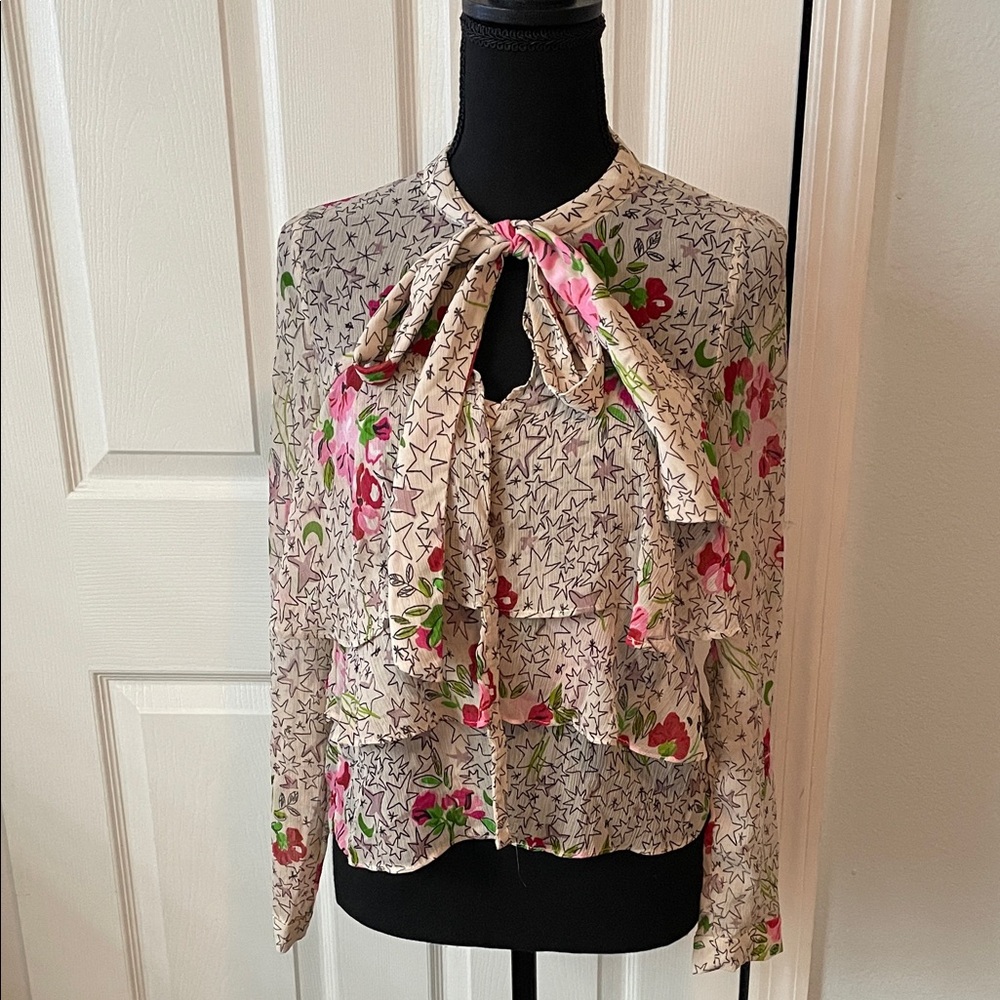 Zara Layered Feminine Sheer Blouse small